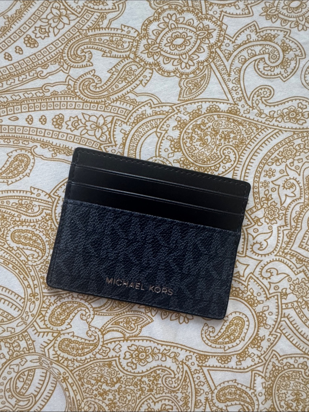 Michael Kors Black Textured Leather Card Case